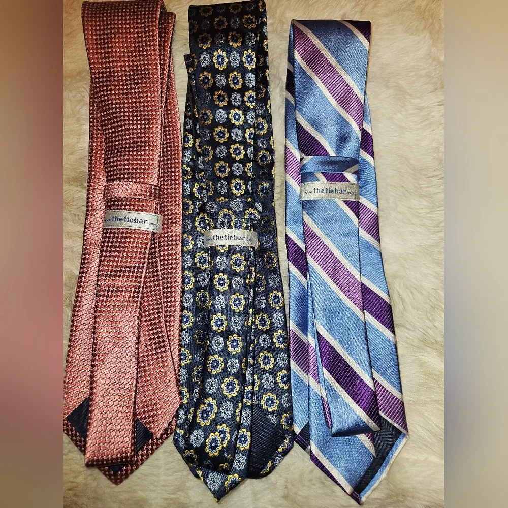 Men's Assorted Silk Ties - Blue, Navy & Mauve